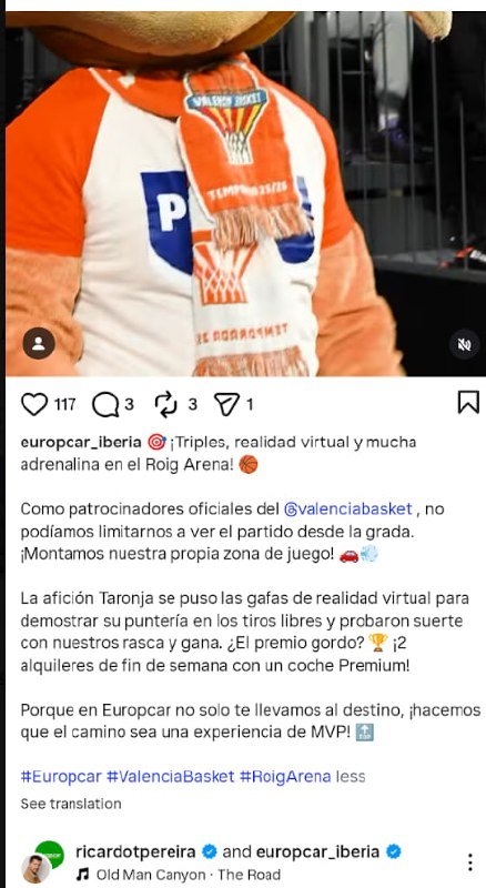Europcar Instagram post about the activation